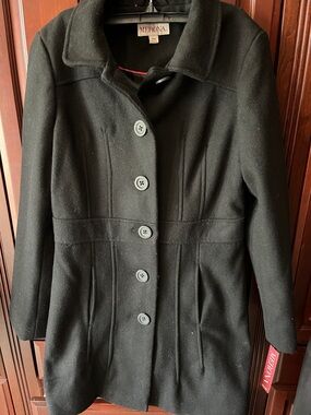 Merona Black Tailored Wool-Blend Pea Coat